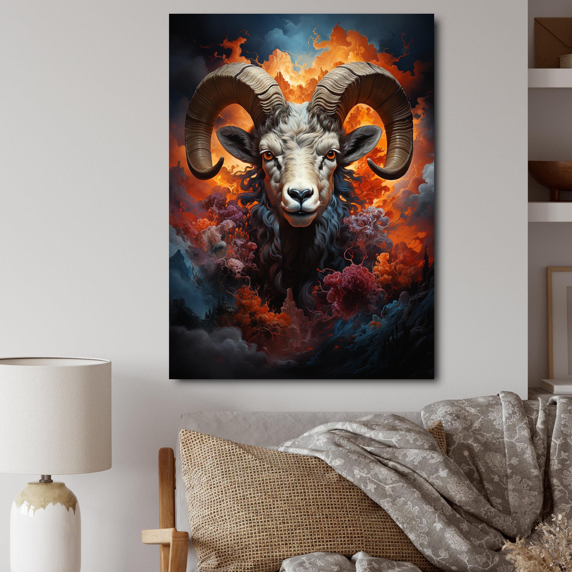 Foundry Select Sheep Majestic Ram II Animals Wall Art Living Room